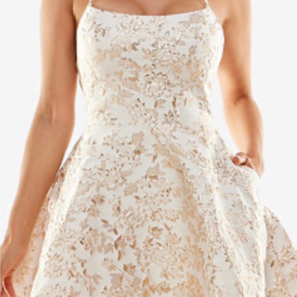 B Darlin Cream Floral Backless Dress
